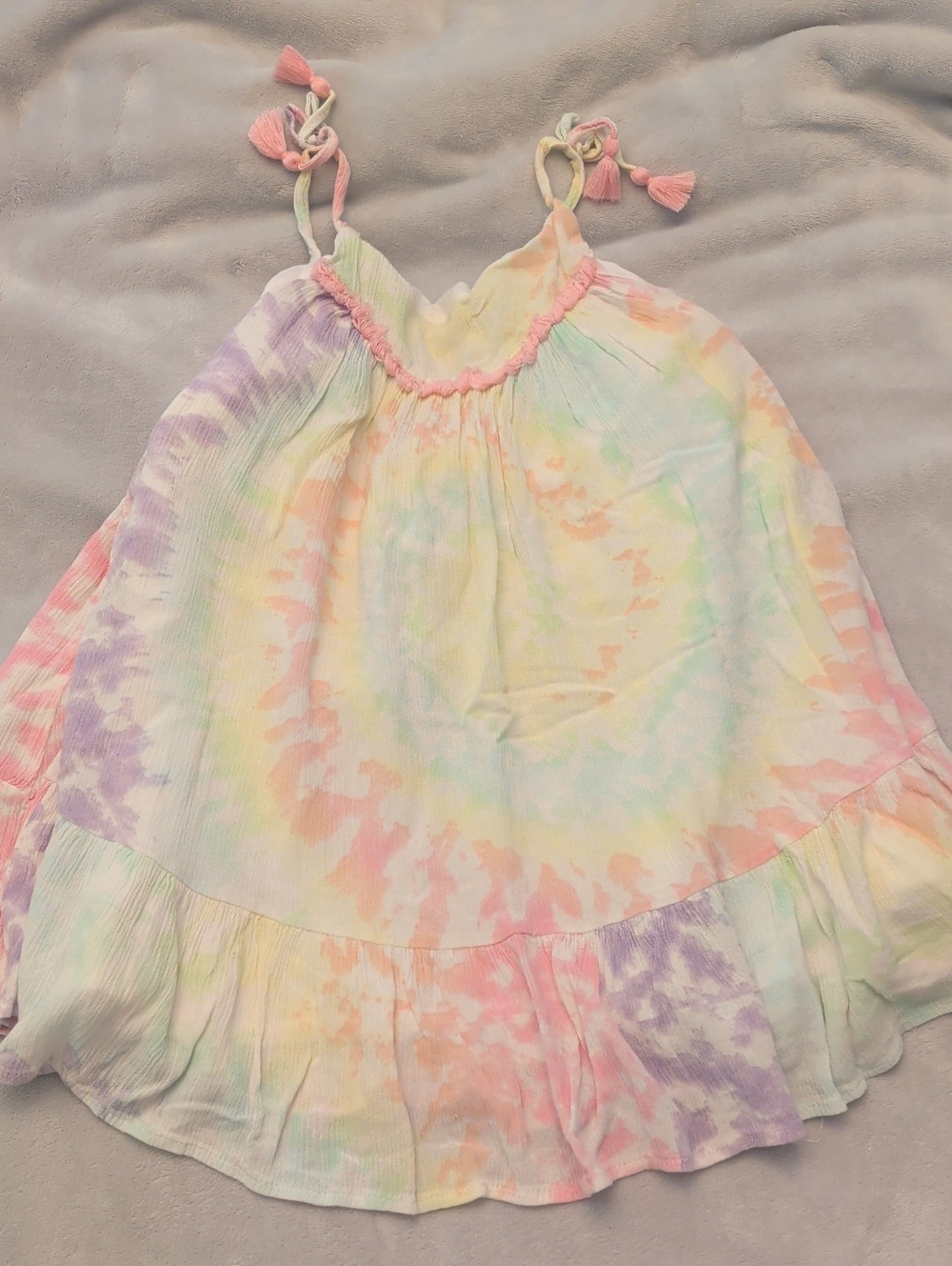 Cynthia Rowley Pastel Tie-Dye Tassel Strap Dress